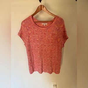 NWOT LIVERPOOL SCOOP NECK RAGLAN TOP orange coral size xl womens